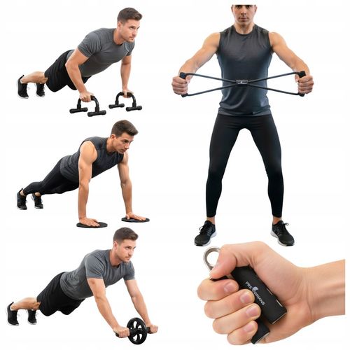 ZESTAW DO ĆWICZEŃ 5W1 MIĘŚNI BRZUCHA EKSPADER PODPÓRKI KÓŁKO ŚCISKACZ na Arena.pl