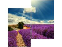 60X60CM LAWENDOWY KRAJOBRAZ DWU OBRAZ ŚCIAN