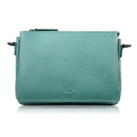 torebka damska na ramię skórzana turkusowa kompaktowa listonoszka