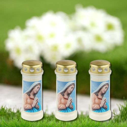 Znicze plastikowe zalewane BOLSIUS NR 6 Maria Modlitwa 17cm ~70h 12szt. na Arena.pl