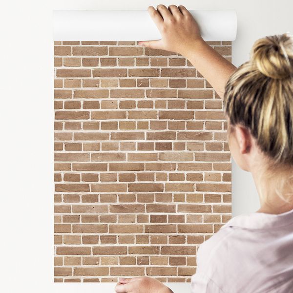 Tapeta Cegła Mur w Odcieniach Beżu zdjęcie 4