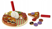 PIZZA DREWNIANY ZESTAW DO ZABAWY Z AKCESORIAMI 20CM