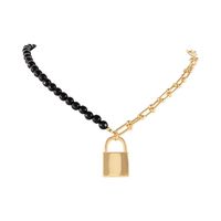 Naszyjnik z onyksów i łańcucha z dużą kłódką Aria Rockstar Collection