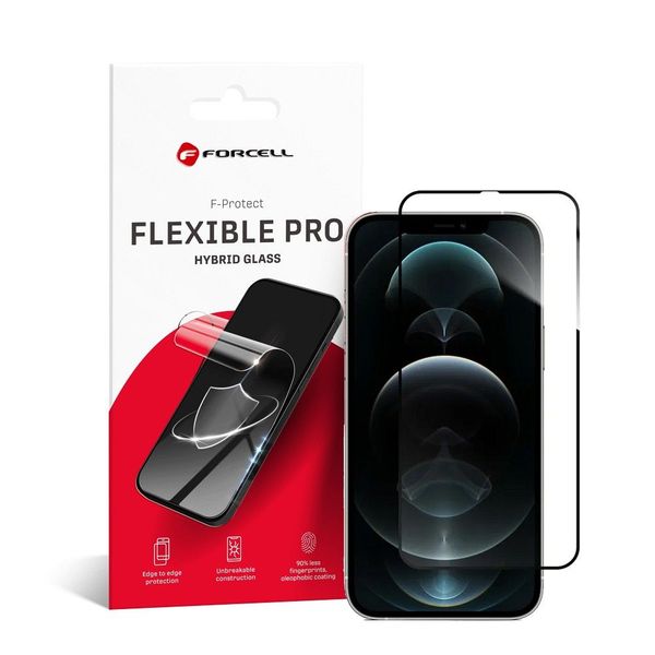 Szkło hybrydowe do iPhone 12 PRO MAX Forcell Flexible 5D czarne zdjęcie 1