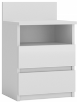 Stolik Nocny 2SZ z Półką 40 cm Biały MALWINA TS - 5 Kolorów