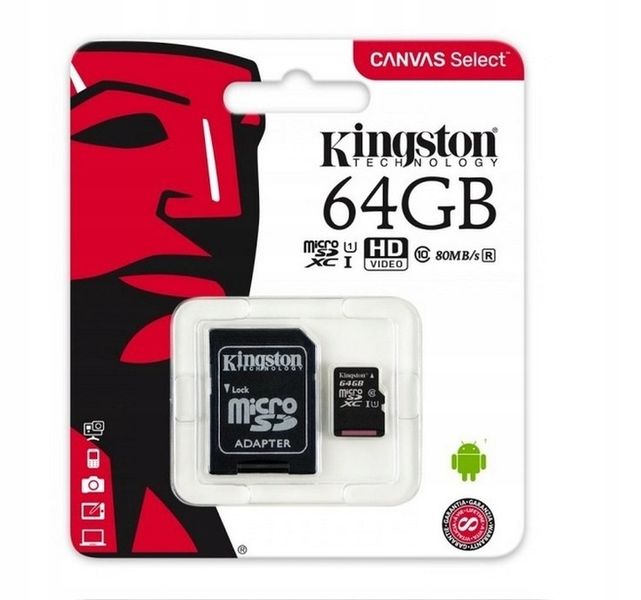 KINGSTON KARTA PAMIĘCI 64GB MICRO SD XC CLASS 10 zdjęcie 1