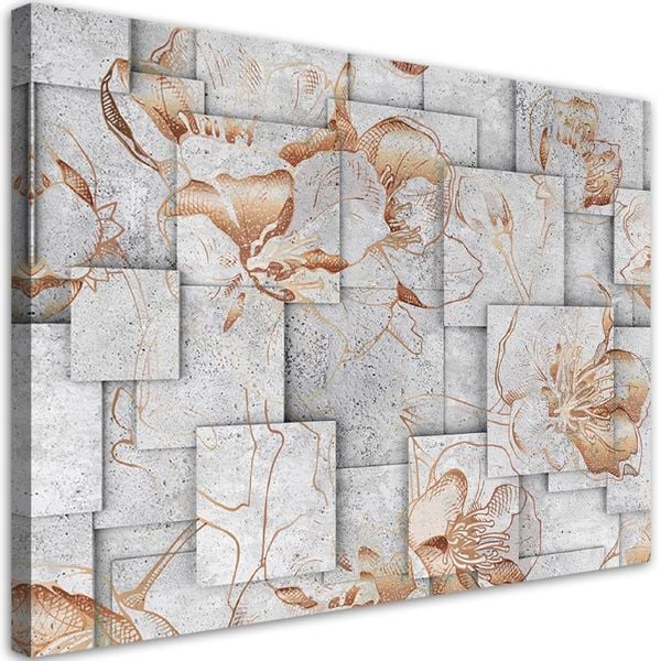 Emaga Obraz na płótnie, Kwiaty lilii na geometrycznym tle - 100x70 zdjęcie 1