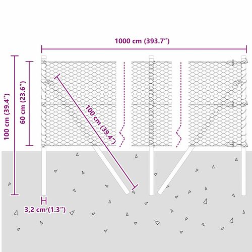 Ogrodzenie z słupkami Szary 0.6 x 10 m Stal pokryta PCV na Arena.pl