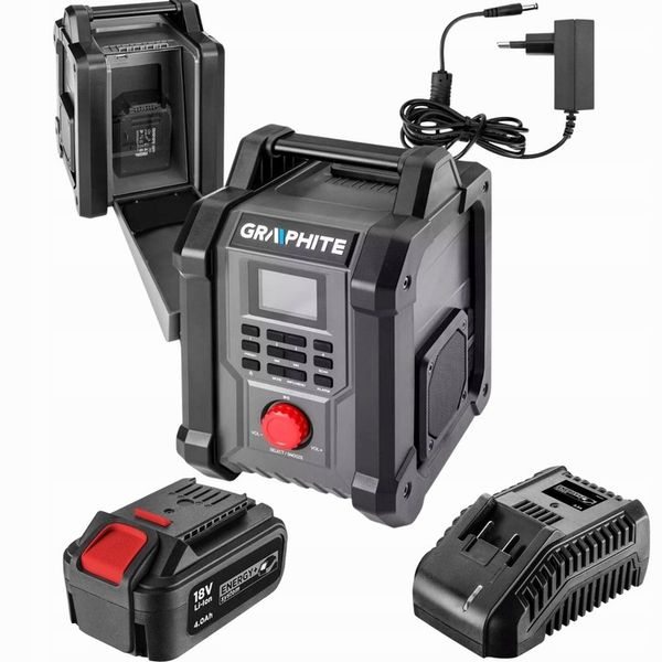 RADIO BUDOWLANE BLUETOOTH USB AKU 4AH + ŁADOWARKA zdjęcie 1