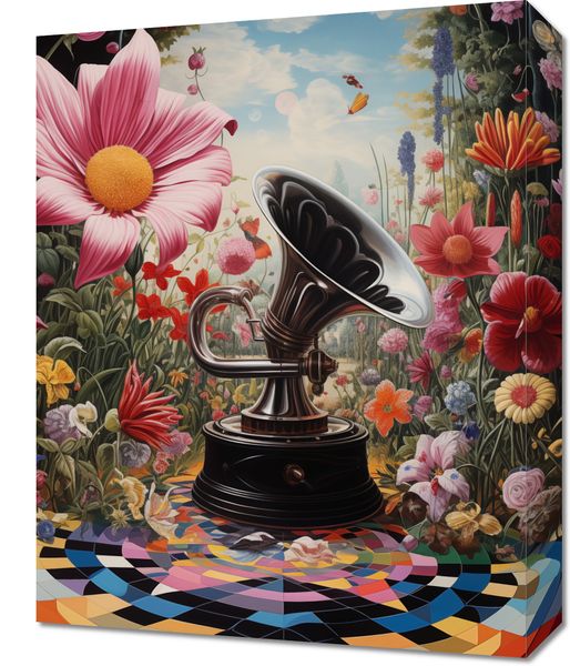 Obraz 40x50cm Gramofon w Kwiatach zdjęcie 1