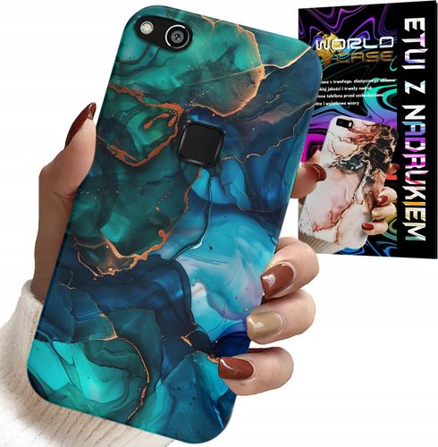 ETUI DO HUAWEI P10 LITE - NIEBIESKO ZIELONY MARMUREK PLECKI WZORY na Arena.pl
