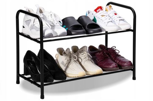 PÓŁKA STOJAK REGAŁ SZAFKA NA BUTY OBUWIE METALOWY CZARNY 2 PÓŁKI na Arena.pl