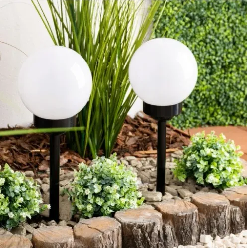 Lampa solarna ogrodowa kula biała wbijana 10cm na Arena.pl