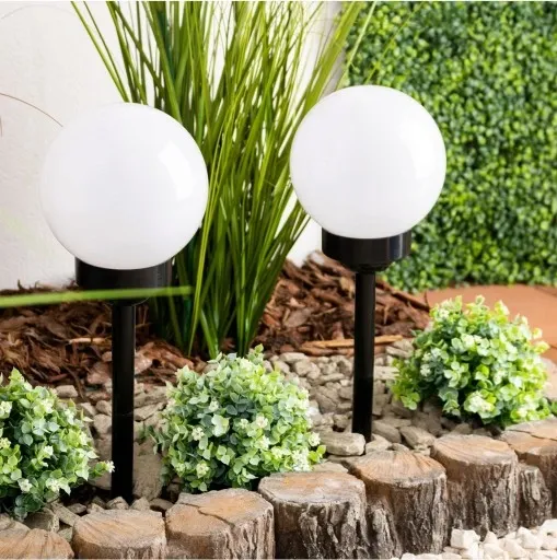 Lampa solarna ogrodowa kula biała wbijana 10cm zdjęcie 14