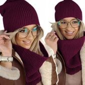 ciepły KOMPLET damski CZAPKA + KOMIN szal ZIMOWY PLECIONY polski -