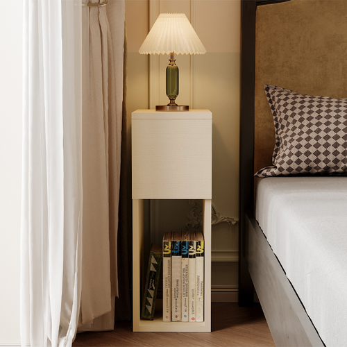 SZAFKA NOCNA BIAŁA Z SZUFLADĄ STOLIK Z PÓŁKĄ NOWOCZESNY LOFT SYPIALNI 55 CM na Arena.pl