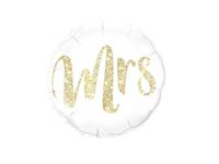 Balon foliowy, kula "MRS" na wesele, biały, 45 cm (18 cali) [balon z helem]
