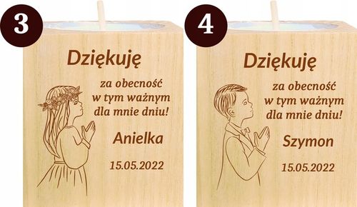 Podziękowanie dla Gości Komunia Chrzest piękny świecznik 10 szt grawer na Arena.pl