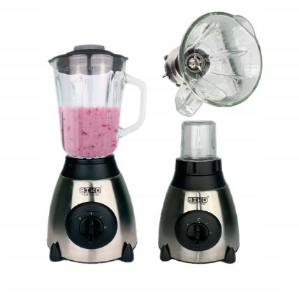 Blender kielichowy + szklany młynek Biko, 800 W 1,5 l czarny, srebrny zdjęcie 2