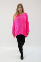 Sweter oversize warkocz Magda Różowy UNI