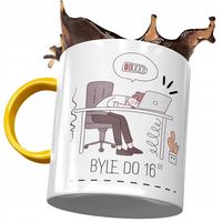 Kubek Żółty Śmieszny Zabawny Byle Do 16:00 Z Nadrukiem Ze Zdjęciem