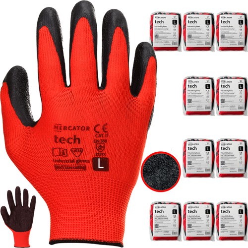 rękawice robocze mercator tech red+black latex - l - 120 par na Arena.pl