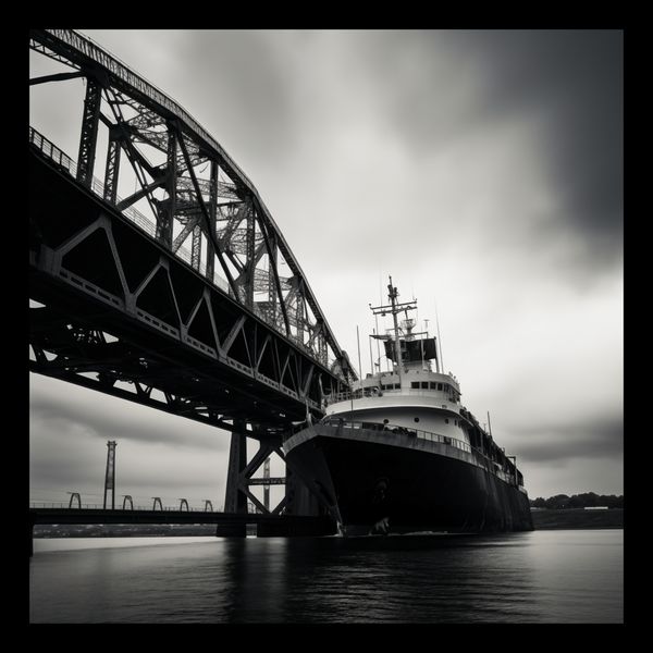 Plakat 30x30cm Statek przy Moście zdjęcie 2