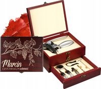 GRAWEROWANY Zestaw Akcesoria do wina PREZENT DLA MIŁOŚNIKA WINA z imieniem