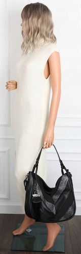 Torebka Damska Shopper Worek Pojemna Torba na Ramię Modna MC513 Czarna na Arena.pl