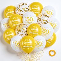 Balony na 50 Rocznicę Ślubu Zestaw 36 szt Złote Białe Konfetti Wesele
