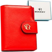 pionowy portfel damski ze skóry ekologicznej w czerwonym kolorze, zamykany