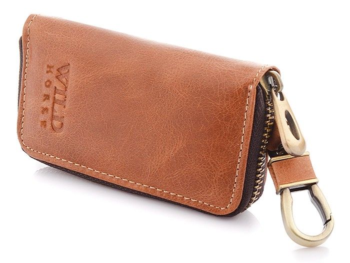 Etui Na Klucze Premium Skórzane Kluczówka Wild Horse Camel P84 zdjęcie 4