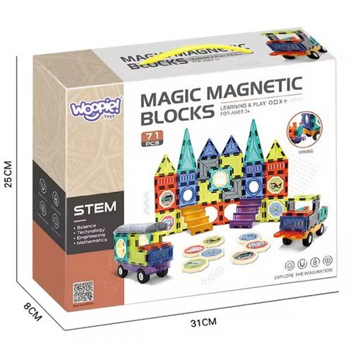 WOOPIE Klocki Magnetyczne 3D Zestaw Zamek Pojazdy 71el. na Arena.pl