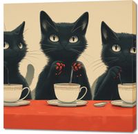 Obraz 100x100cm Czarna Kocia Kawiarenka