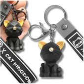 Czarny brelok z kotem idealny do kluczy lub torebki