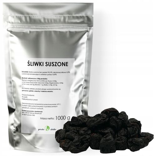 Śliwki suszone bez pestek 1 kg zdrowa przekąska bez cukru GORZKO SŁODKO na Arena.pl