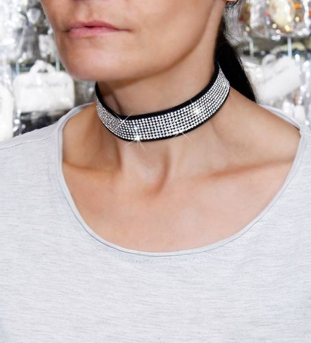 NASZYJNIK CHOKER CZARNY CYRKONIE OBROŻA na Arena.pl