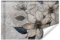 Fototapeta Do Salonu KWIATY Liście Beton Mur Abstrakcja 270cm x 180cm