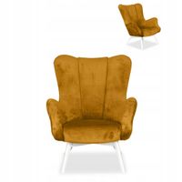 Fotel skandynawski uszak Vika Family meble muszelka profilowany złoty żółty