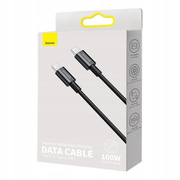 BASEUS SZYBKI KABEL USB C/USB C QC MOCNY 100W 1m zdjęcie 2
