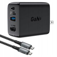 Acefast 2w1 ładowarka sieciowa GaN 65W USB Typ C / USB, adapter przejściówk