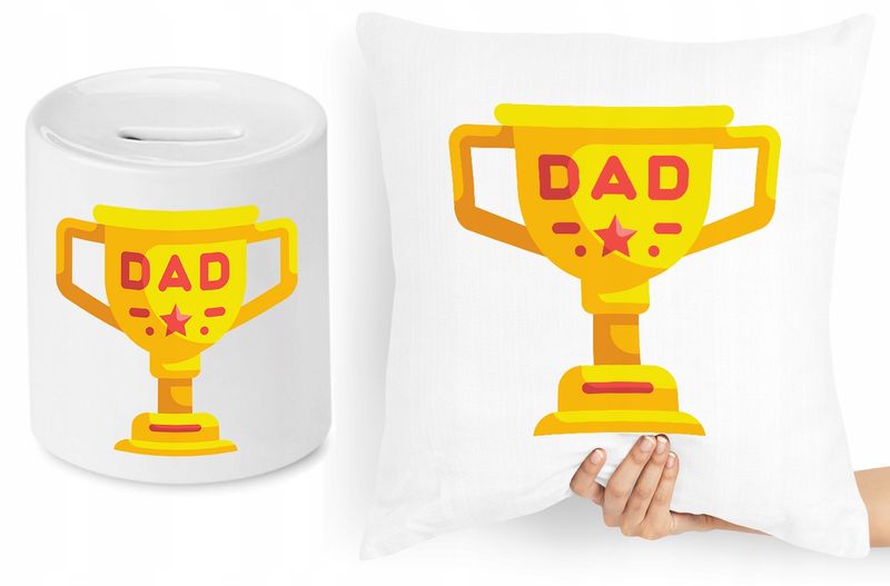 Dla Taty Zestaw Poduszka + Skarbonka Prezent Z Nadrukiem Ze Zdjęciem zdjęcie 1