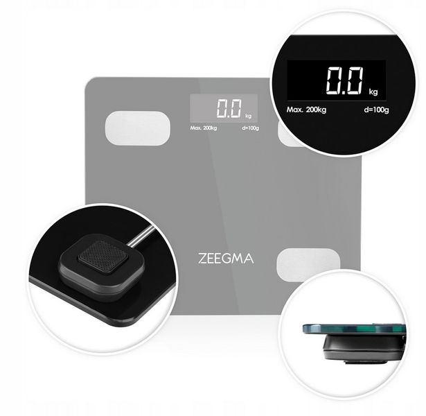 INTELIGENTNA WAGA ŁAZIENKOWA BLUETOOTH ANALITYCZNA APLIKACJA ZEEGMA 17W1 zdjęcie 14