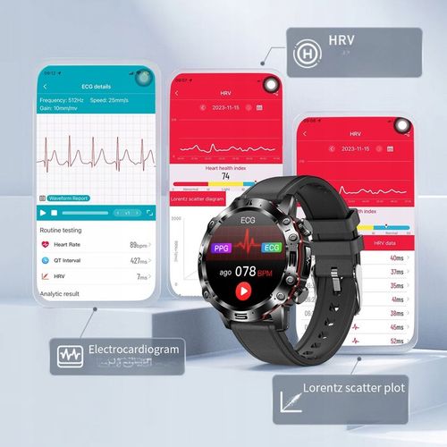 SMARTWATCH ZEGAREK MĘSKI KARDIOWATCH POMIAR GLUKOZY CUKRU EKG MENU POLSKIE na Arena.pl