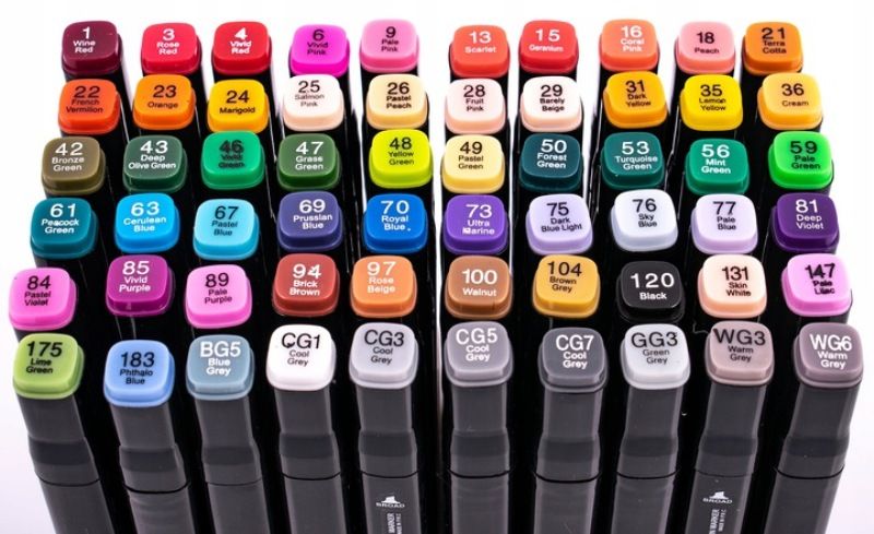 PRO MARKERY ALKOHOLOWE DWUSTRONNE 60szt + TORBA zdjęcie 15