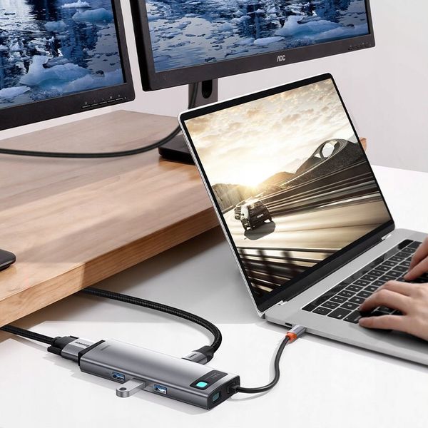 BASEUS ADAPTER HUB USB-C 3xUSB HDMI 9w1 RJ45 SD zdjęcie 16
