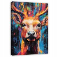 OBRAZ ABSTRAKCJA JELEŃ KOLOROWY DO SYPIALNI SALONU KUCHNI NA PŁÓTNIE 100x70
