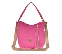 Laura Biaggi - torebka worek nity chwost rożowy fuksja groszek mat KB180