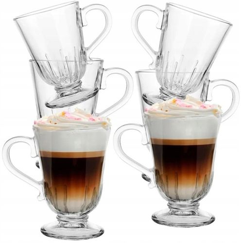 SZKLANKI DO KAWY LATTE ZESTAW 6 SZT SZKLANKA 320 ML KOMPLET Z ŁYŻECZKAMI na Arena.pl