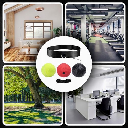 3x PIŁKA REFLEKSOWA REFLEKSÓWKA OPASKA NA GŁOWĘ ZESTAW BOKSERSKI TRENINGOWY na Arena.pl